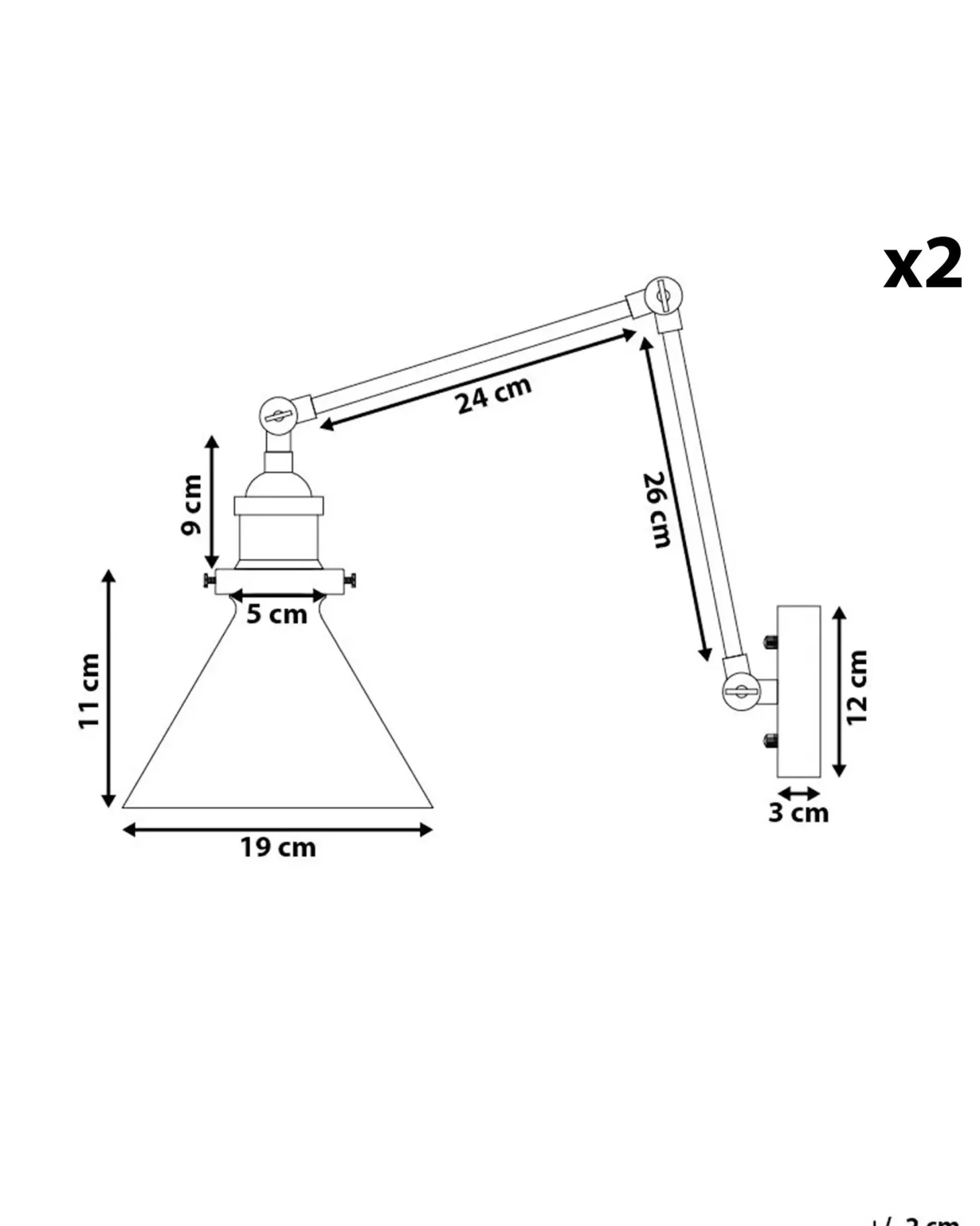 Zestaw 2 lamp ściennych NARVA Złoty Metal Regulowana