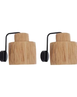 Zestaw 2 lamp ściennych SHINFA Naturalny Plecionka