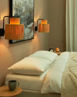 Zestaw 2 lamp ściennych SHINFA Naturalny Plecionka