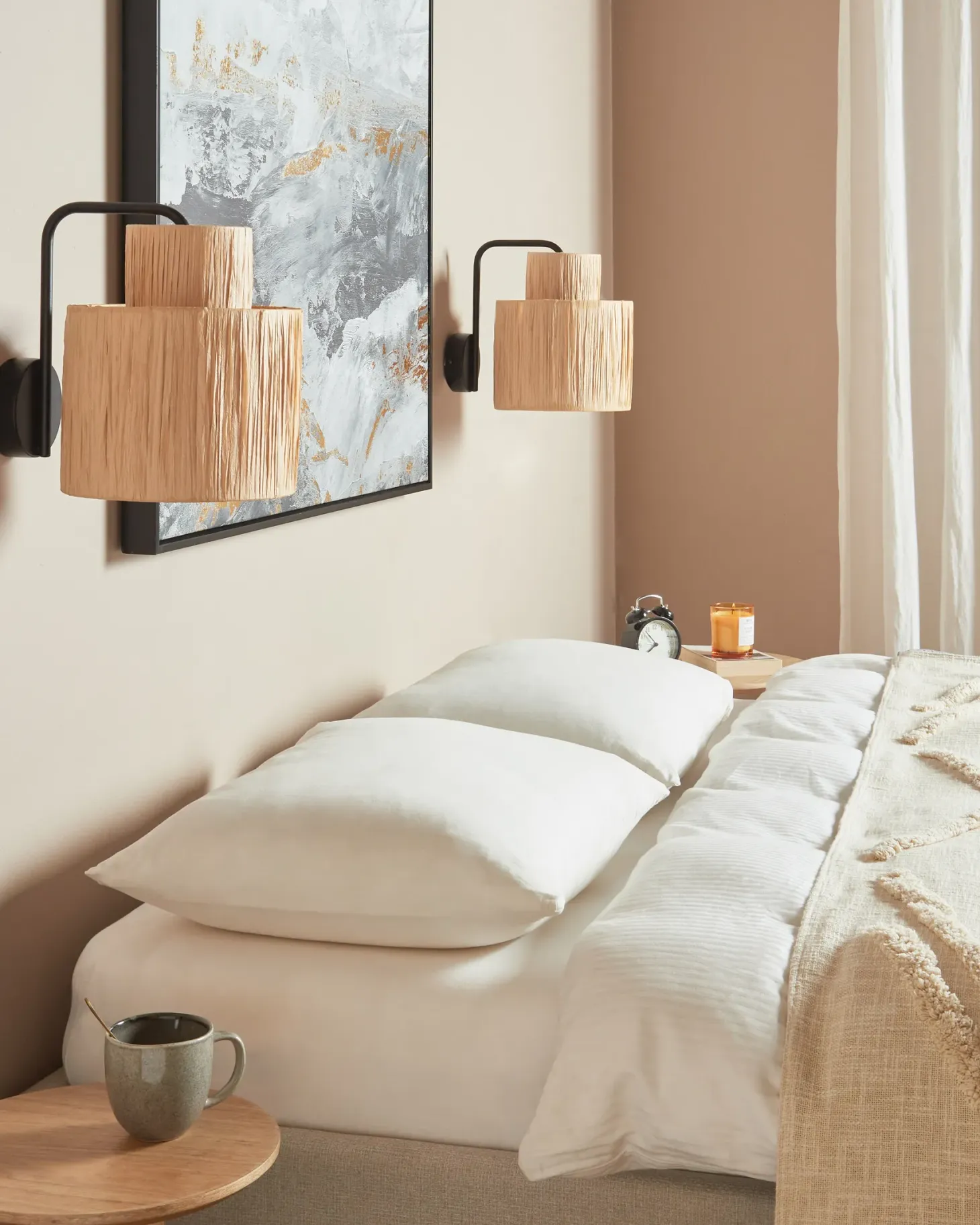 Zestaw 2 lamp ściennych SHINFA Naturalny Plecionka