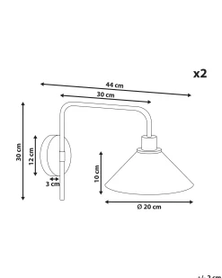 Zestaw 2 lamp ściennych SUMPUL Złoty Metal