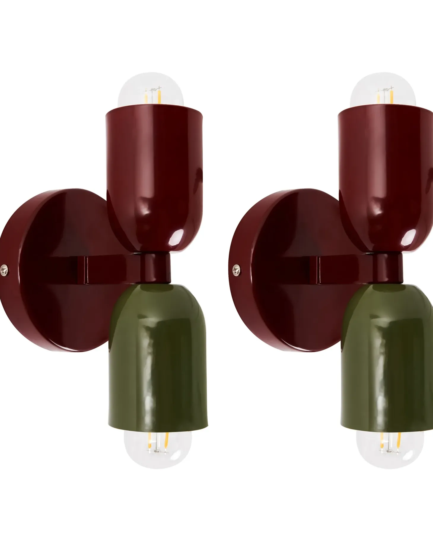 Zestaw 2 lamp ściennych TOPI Czerwony/ zielony Metal