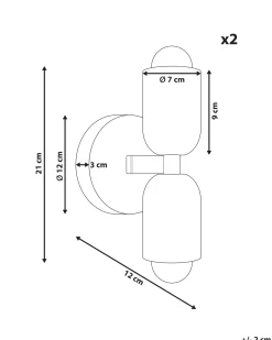 Zestaw 2 lamp ściennych TOPI Czerwony/ zielony Metal