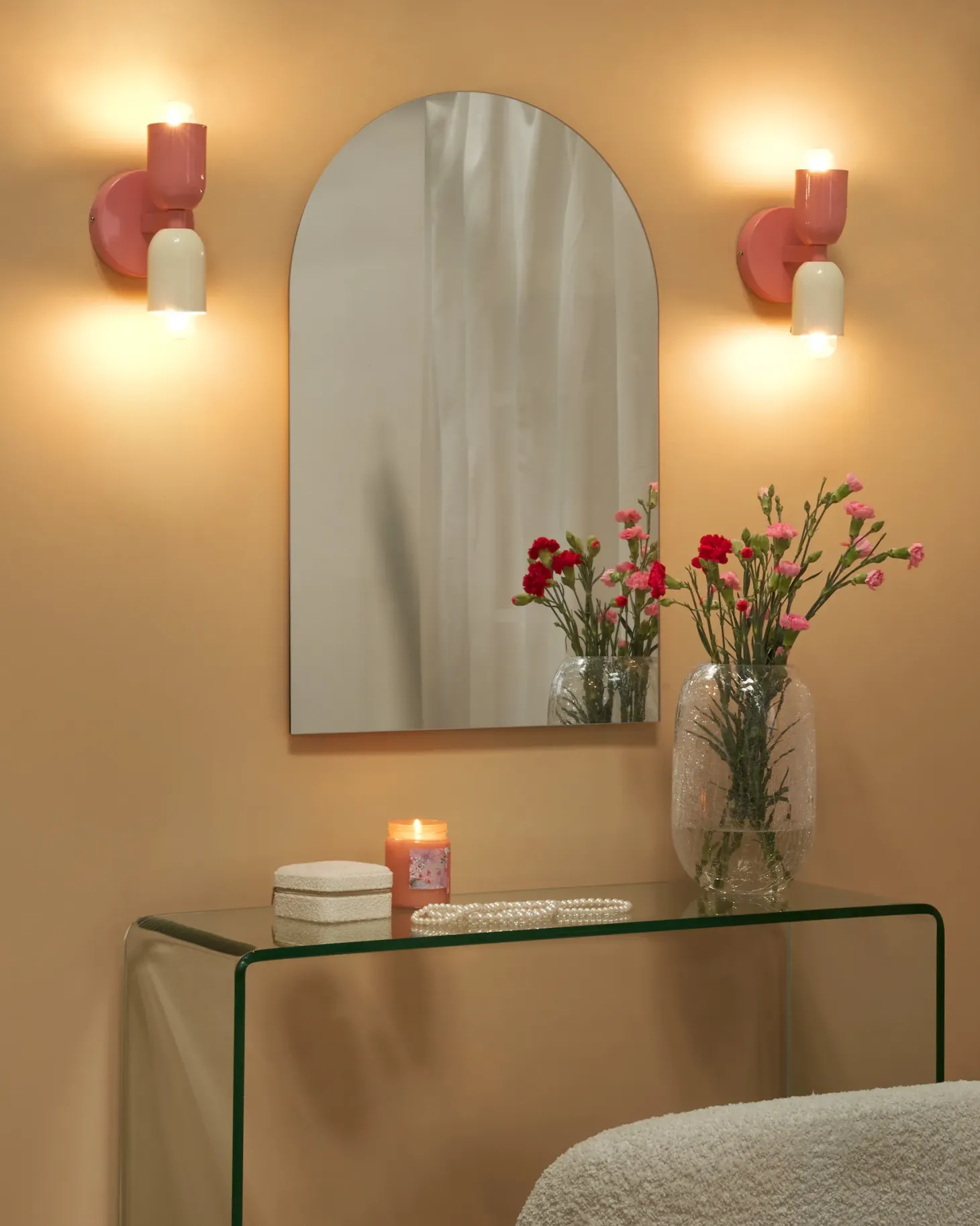 Zestaw 2 lamp ściennych TOPI Pastelowy róż Metal