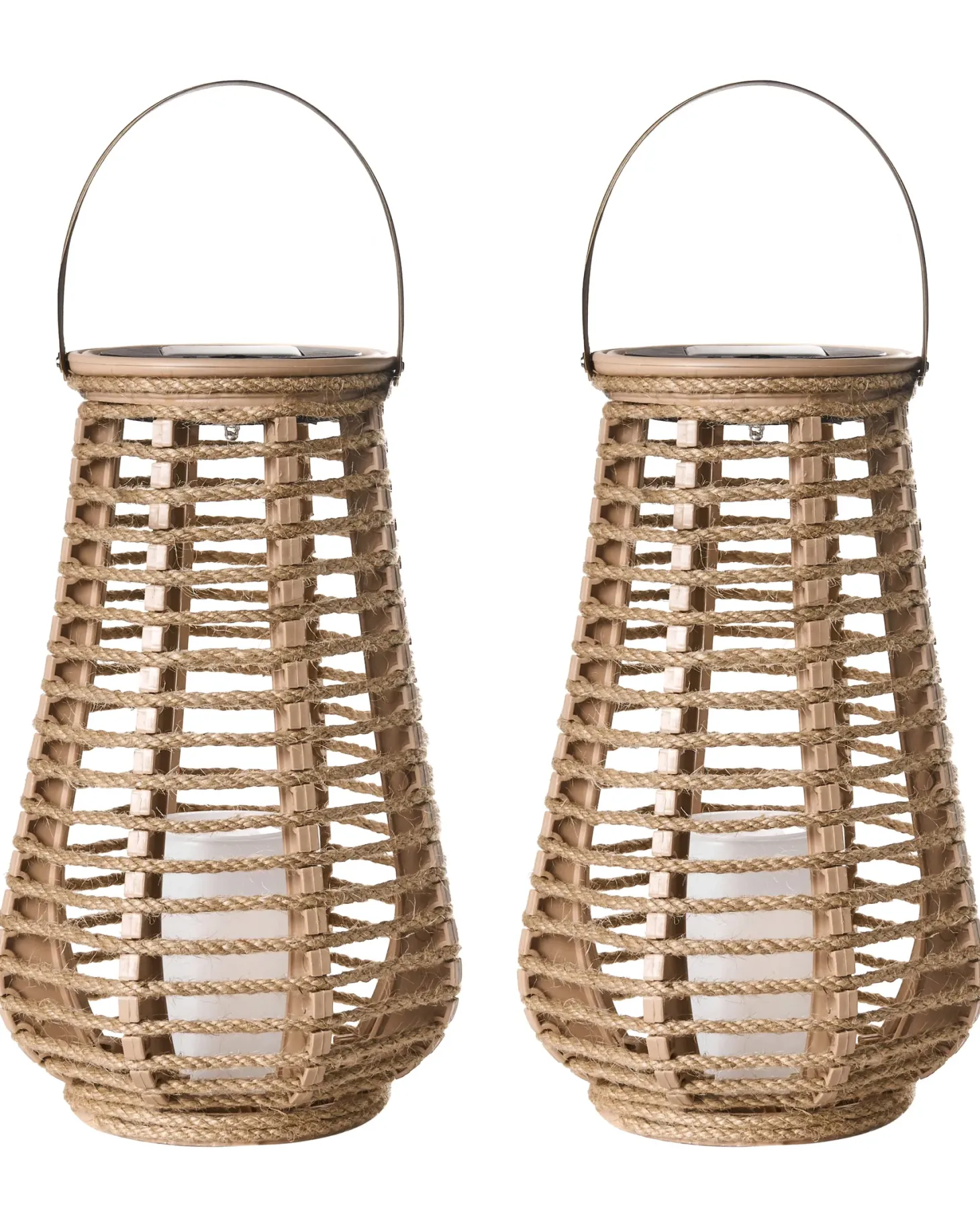 Zestaw 2 lampionów solarnych GWAYI 34 cm Naturalny