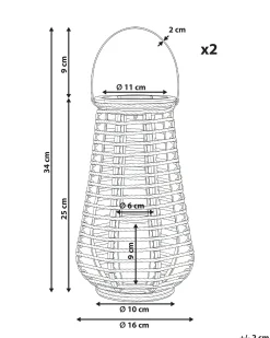 Zestaw 2 lampionów solarnych GWAYI 34 cm Naturalny