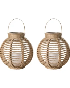 Zestaw 2 lampionów solarnych SEBU 30 cm Naturalny