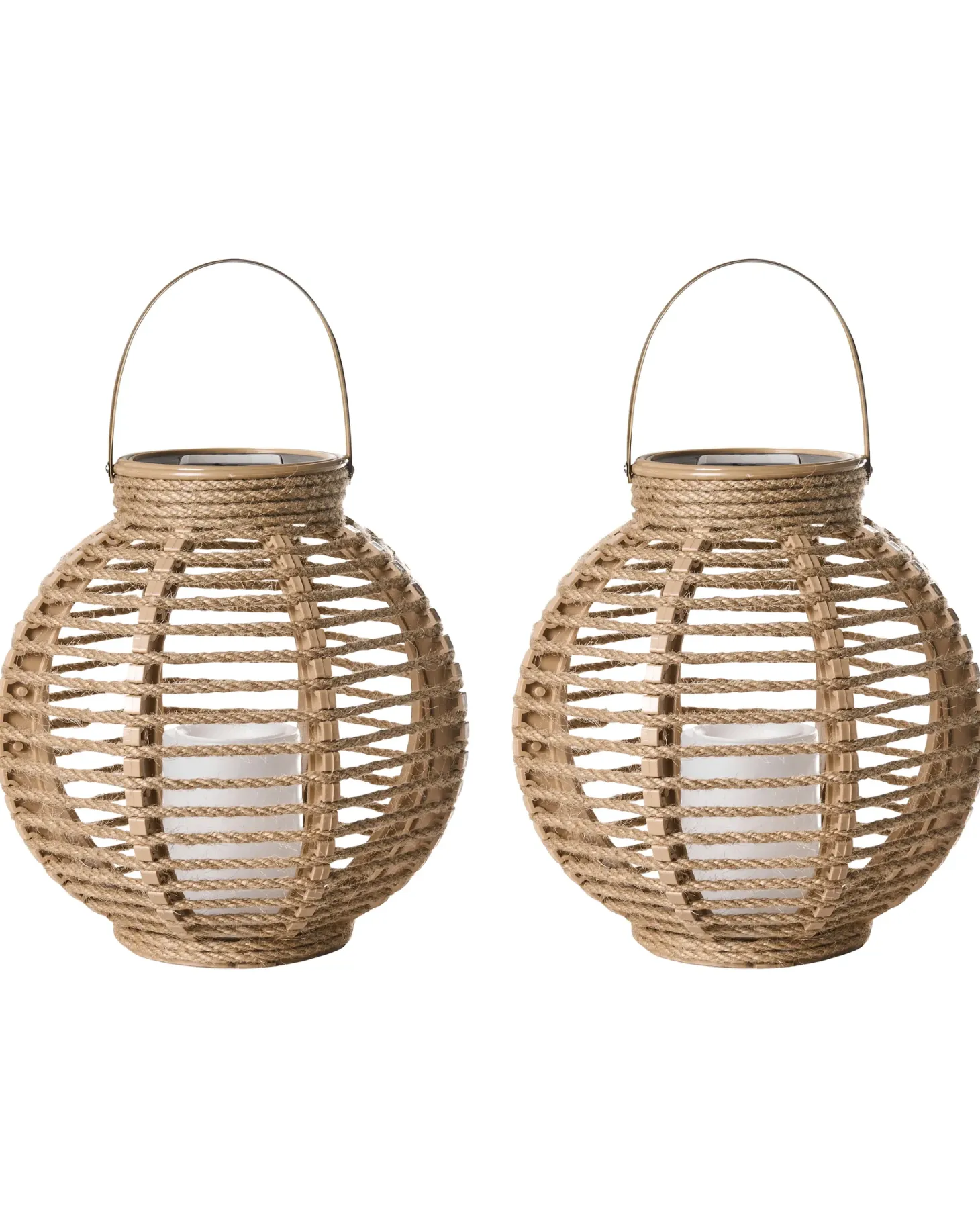 Zestaw 2 lampionów solarnych SEBU 30 cm Naturalny