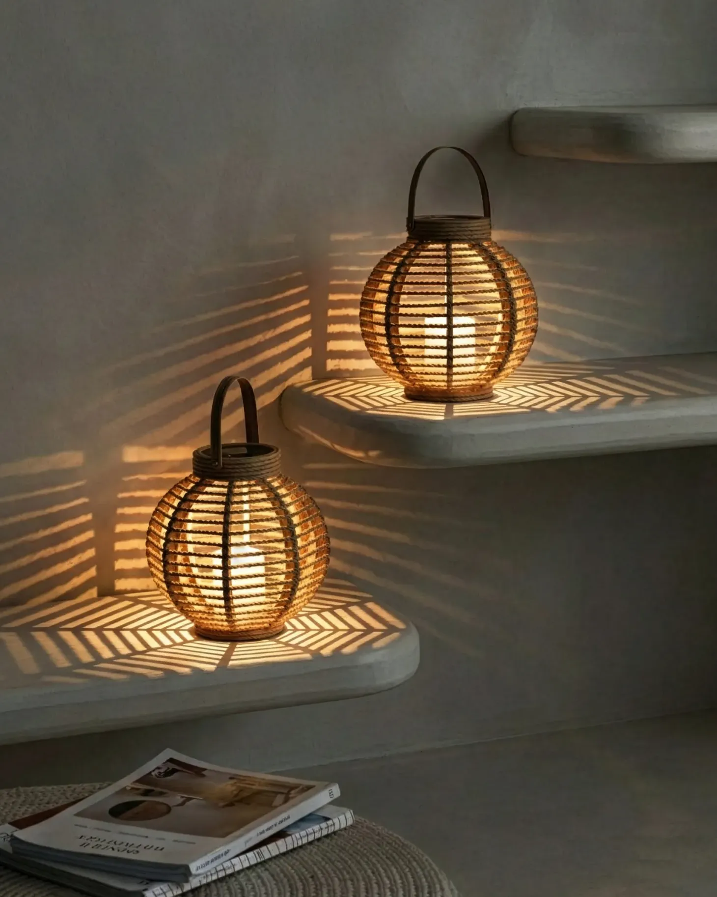 Zestaw 2 lampionów solarnych SEBU 30 cm Naturalny