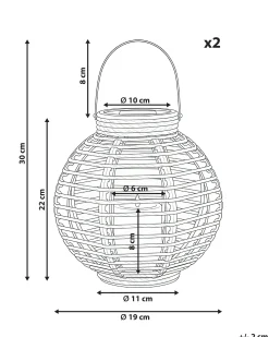 Zestaw 2 lampionów solarnych SEBU 30 cm Naturalny