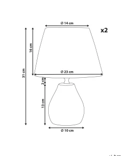 Zestaw 2 lamp stołowych ARWADITO Ceramika Złamana biel
