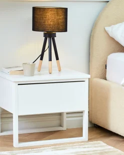 Zestaw 2 lamp stołowych TOBOL Drewno jesionowe Czarny