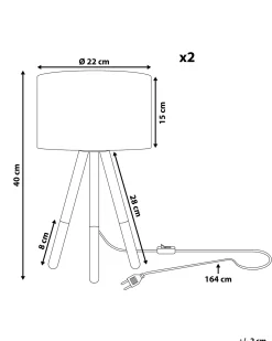 Zestaw 2 lamp stołowych TOBOL Drewno jesionowe Czarny