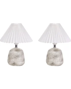Zestaw 2 lamp stołowych ZEYI Ceramika Biały