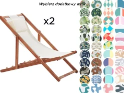 Zestaw 2 leżaków ogrodowych składanych AVELLINO z zestawem wymiennych tkanin Drewno akacjowe Ciemnobrązowy