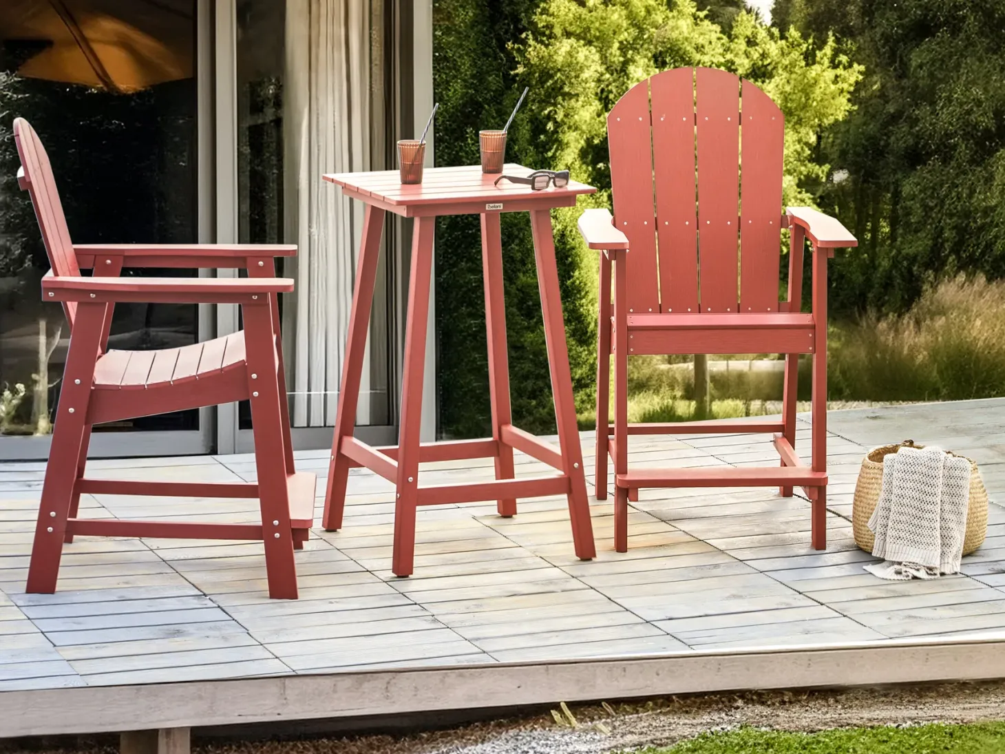 Zestaw mebli balkonowych ADIRONDACK Czerwony