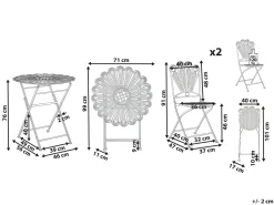 Zestaw mebli balkonowych Składane PAVIA Metal Złamana biel