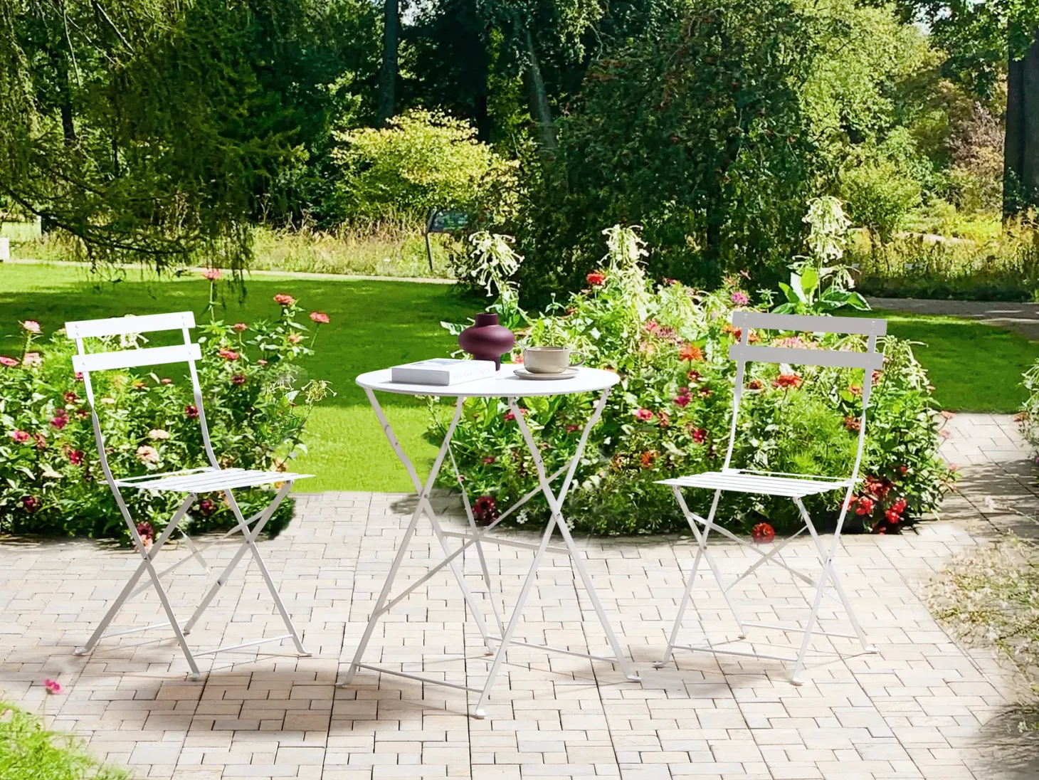 Zestaw mebli balkonowych Składane FIORI Metal Biały