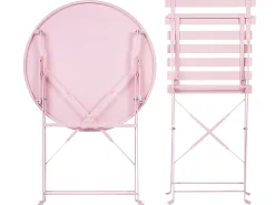Zestaw mebli balkonowych Składane FIORI Metal Pastelowy róż