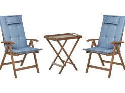 Zestaw mebli balkonowych z poduszkami Składane AMANTEA Drewno akacjowe Niebieski