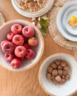 Zestaw 2 mis dekoracyjnych ARISH Drewno mango Brązowy/ biały