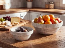 Zestaw 2 mis dekoracyjnych MINYA Drewno mango Jasnobrązowy