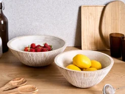 Zestaw 2 mis dekoracyjnych SIWA Drewno mango Jasnobrązowy