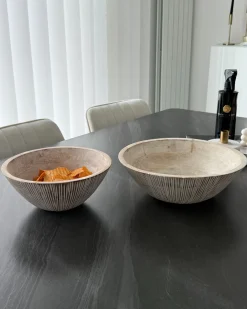 Zestaw 2 mis dekoracyjnych SIWA Drewno mango Jasnobrązowy