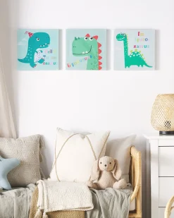 Zestaw 3 obrazów na płótnie BINGUI Motyw dziecięcy 30 x 30 cm Kolorowy