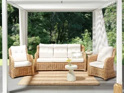 Zestaw ogrodowy dla 5 osób ALESSANO Naturalny Rattan