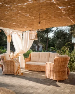 Zestaw ogrodowy dla 5 osób ALESSANO Naturalny Rattan