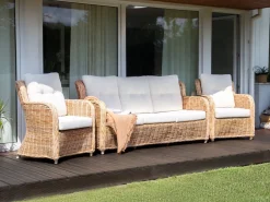 Zestaw ogrodowy dla 5 osób ALESSANO Naturalny Rattan
