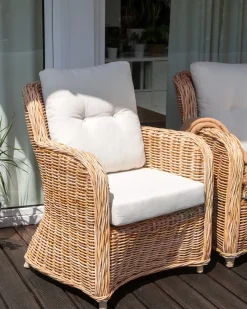 Zestaw ogrodowy dla 5 osób ALESSANO Naturalny Rattan