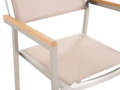 Zestaw ogrodowy dla 4 osób COSOLETO/GROSSETO Biały/ beżowy Szkło hartowane Efekt marmuru