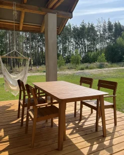 Zestaw ogrodowy dla 4 osób FORNELLI Brązowy Drewno akacjowe