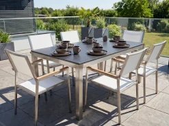 Zestaw ogrodowy dla 6 osób GROSSETO Czarny/ biały Granit Polerowany