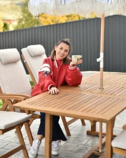 Zestaw ogrodowy dla 6 osób JAVA PREMIUM Jasnobeżowy Drewno akacjowe