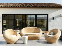 Zestaw ogrodowy dla 4 osób MAIORI Naturalny Rattan