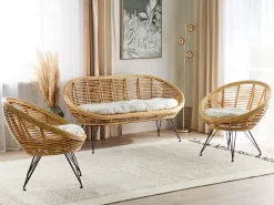 Zestaw ogrodowy dla 4 osób MARATEA Naturalny Rattan