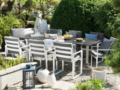 Zestaw ogrodowy dla 8 osób PANCOLE Szary Metal z poduszkami