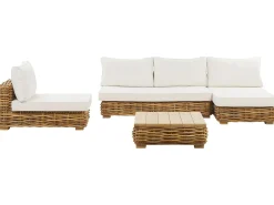 Zestaw ogrodowy ze stolikiem dla 4 osób VARALLO Lewostronny Naturalny Rattan Modułowy