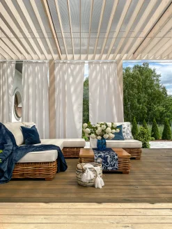 Zestaw ogrodowy ze stolikiem dla 4 osób VARALLO Lewostronny Naturalny Rattan Modułowy