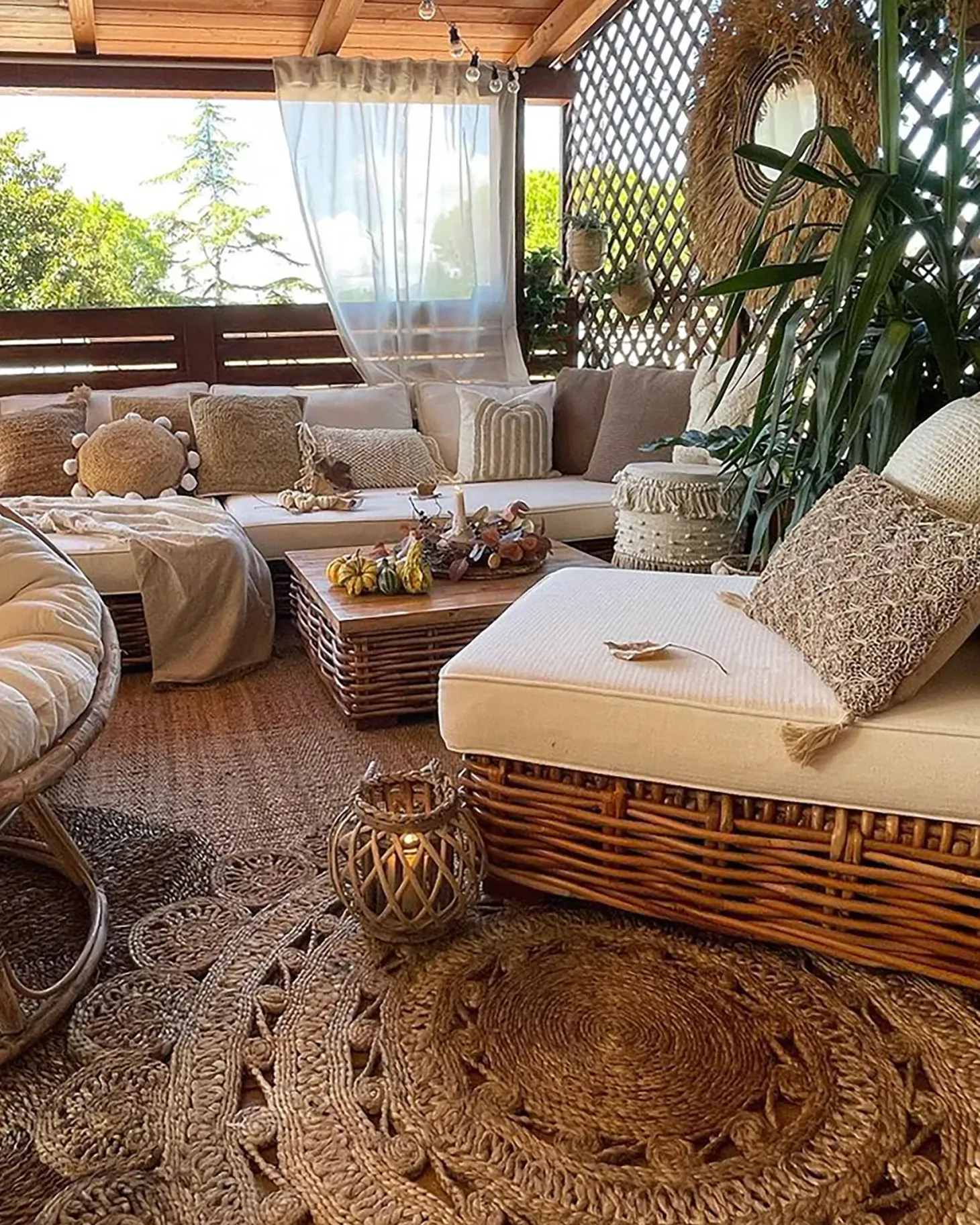Zestaw ogrodowy ze stolikiem dla 4 osób VARALLO Lewostronny Naturalny Rattan Modułowy
