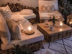 Zestaw ogrodowy ze stolikiem dla 4 osób VARALLO Lewostronny Naturalny Rattan Modułowy