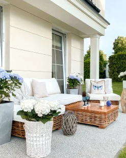 Zestaw ogrodowy ze stolikiem dla 4 osób VARALLO Lewostronny Naturalny Rattan Modułowy