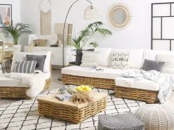 Zestaw ogrodowy ze stolikiem dla 4 osób VARALLO Lewostronny Naturalny Rattan Modułowy