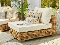 Zestaw ogrodowy ze stolikiem dla 4 osób VARALLO Lewostronny Naturalny Rattan Modułowy