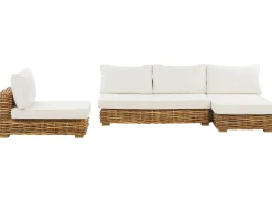 Zestaw ogrodowy ze stolikiem dla 4 osób VARALLO Lewostronny Naturalny Rattan Modułowy