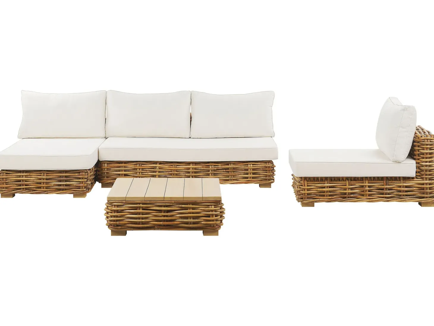Zestaw ogrodowy ze stolikiem dla 4 osób VARALLO Lewostronny Naturalny Rattan Modułowy