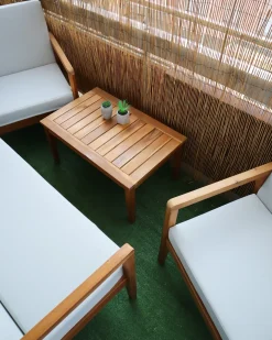 Zestaw ogrodowy ze stolikiem dla 4 osób PALLANO Beżowoszary Drewno akacjowe